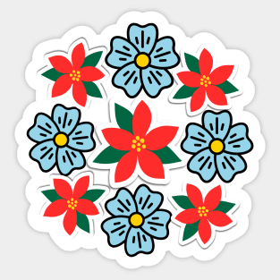 Summer red blue wildflowers pattern Sticker